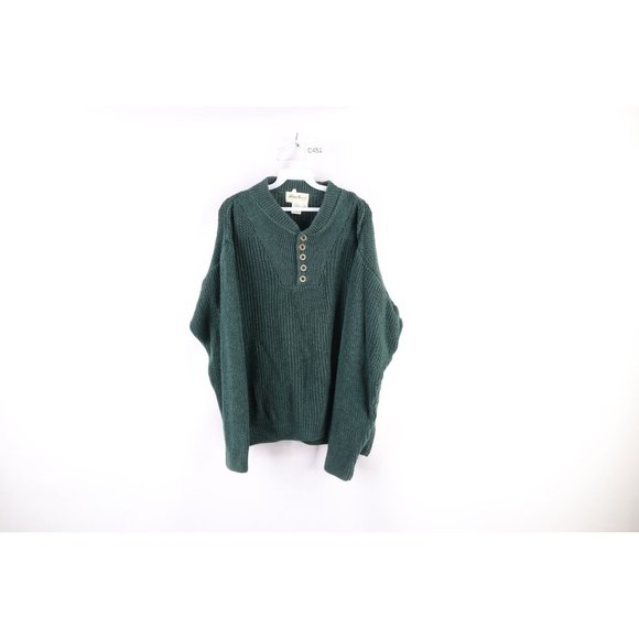 Eddie Bauer Henley Neck Cotton Knit Sweater Men's Size L cotton Beige type Vintage Second Hand